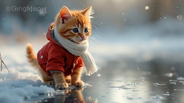 Cute Kitten’s First Snow Adventure