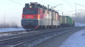 Грузовые поезда РЖД на Транссибе в сибирские морозы | Железная дорога