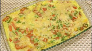 Запеканка с кабачками, курицей и томатами