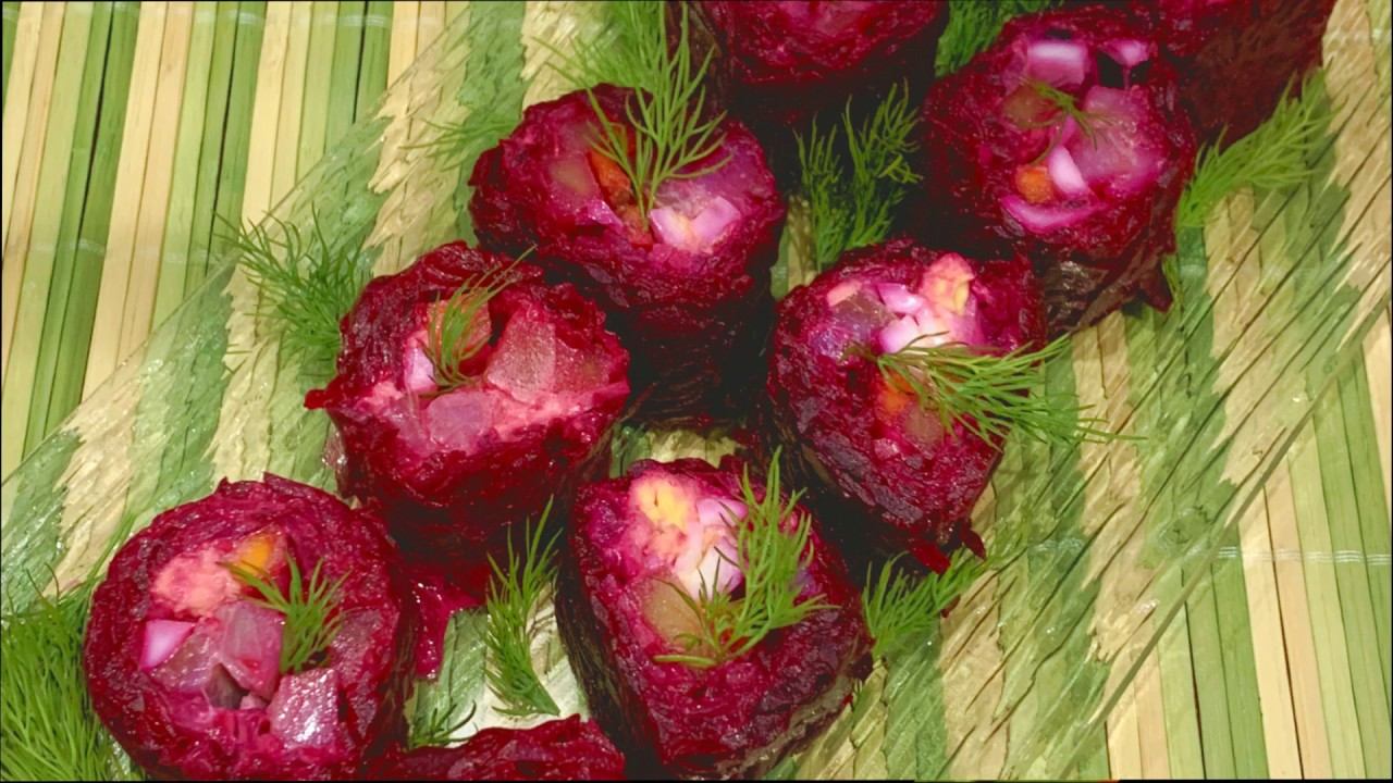 Свекольные роллы с сельдью, а-ля сельдь под шубой смотреть онлайн