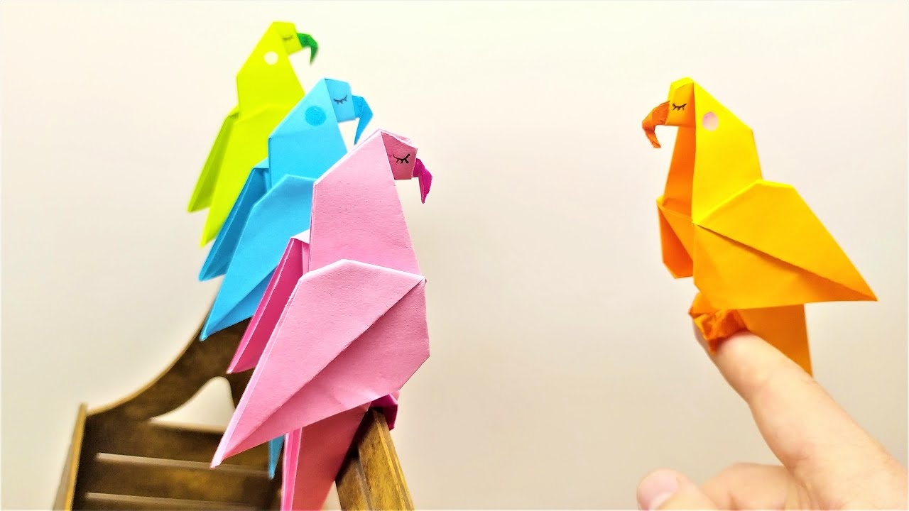 ПОПУГАЙ ИЗ БУМАГИ. КАК СДЕЛАТЬ ПОПУГАЯ ИЗ БУМАГИ. ОРИГАМИ смотреть онлайн