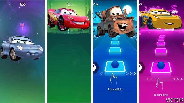 Sally Carrera - Lightning McQueen - Tow Mater - Cruz Ramirez | Tiles Hop EDM Rush смотреть онлайн