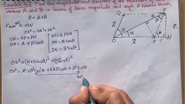 Find the magnitude and the direction of the resultant of two vectors A and B in terms of their magn смотреть онлайн