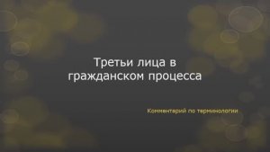 Третьи лица. Комментарий терминологии