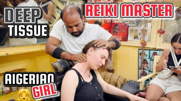 ReikiMaster Giving Deep Tissue Neck & Head Massage To Algerian Girl
