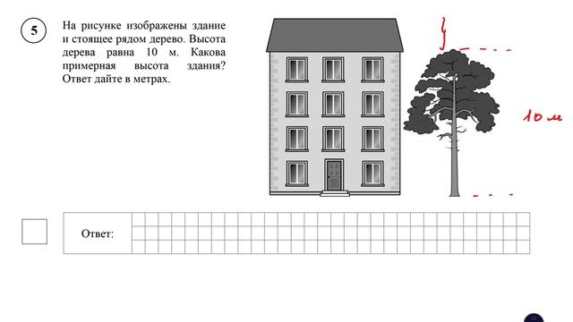 ВПР. Математика. 6 класс. Задание 5. На рисунке изображены здание и рядом стоящее дерево. смотреть онлайн