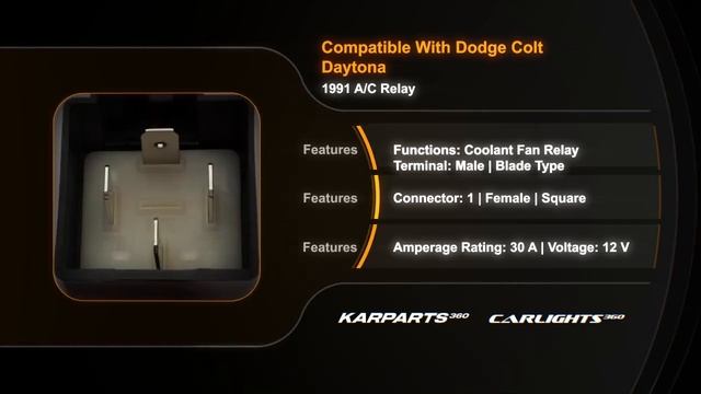 For Dodge Colt/Daytona 1991 A/C Relay 12 Volts Blade Type With Mounting Bracket смотреть онлайн