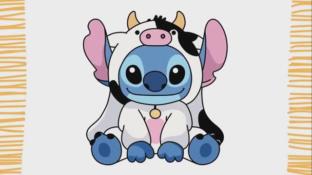 Как рисовать Стича в одежде коровы | Шаг за шагом | Очень легко mp4 смотреть онлайн