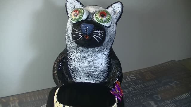 Кот органайзер из папье-маше - креативный DIY проект. смотреть онлайн