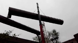Демонтаж трубы 3200 мм в диаметре на высоте 35 метров