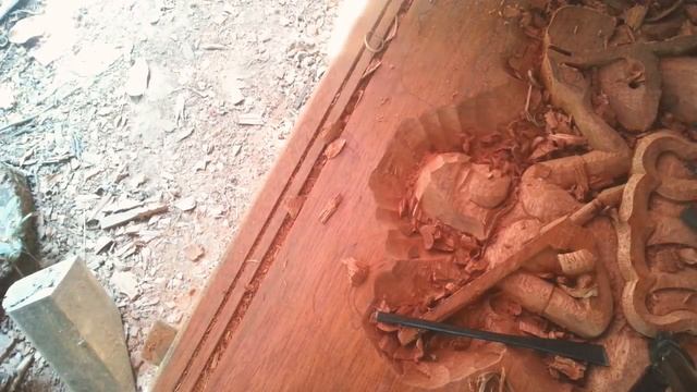 Cambodia khmer Angkor, sculpture on bayon temple , wood carving