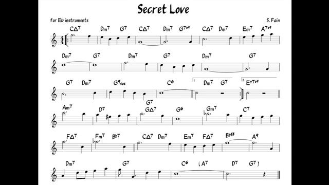 Secret Love (S.Fain) Backing track + score for Eb alto instruments смотреть онлайн