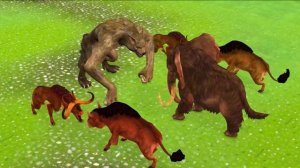 10 Mammoth Elephant Cow vs 10 Giant Tiger Zombie Buffalo Attack Cow Gorilla·Saved By Woolly Mammoth