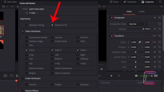 How To Paste Attributes In DaVinci Resolve
