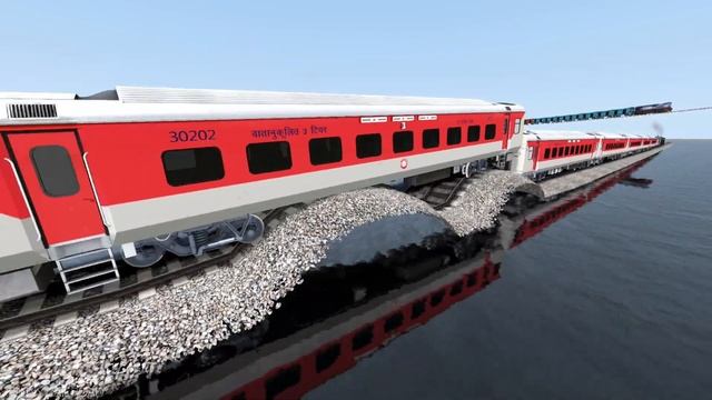 3 TRAINS CROSSING OVER WATER BUMPY RAILROAD TRACKS – Train Simulator 2024 смотреть онлайн