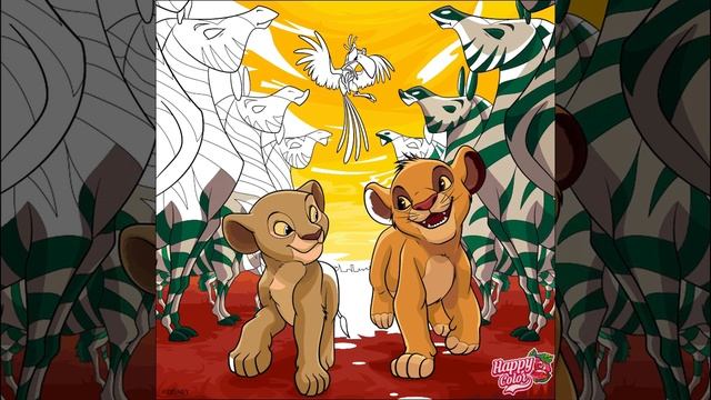 Colouring Simba and Nala from Lion king Disney movie смотреть онлайн