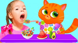 Котик Бубу хочет быть хорошей няней для Насти |Настя и Bubbu играют вместе в игре