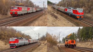 Подборка поездов Ярославского направления на участке Сергиев Посад–Хотьково близ о.п. Семхоз