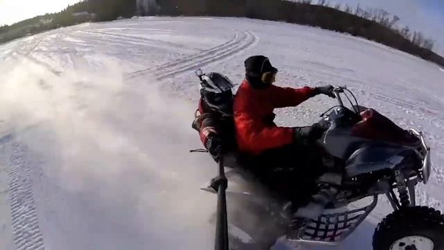 Зимний дрифт на квадрике Ymaha Raptor 700 смотреть онлайн