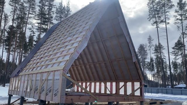 А-Фрейм с аттиковой стеной и террасой 6х8. Екатеринбург смотреть онлайн