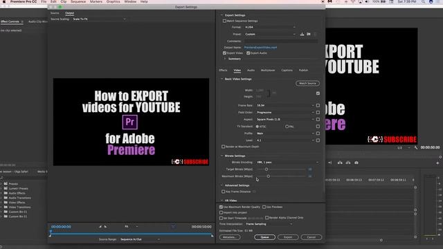 Premiere Pro CC 2018 Tutorial: HOW to EXPORT your YOUTUBE/VIMEO videos in HIGHEST quality смотреть онлайн