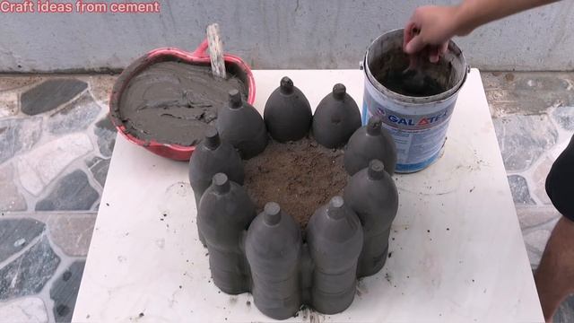 Project On Cement And Old Plastic Bottles | How To Make A Simple potted cement plant at home смотреть онлайн