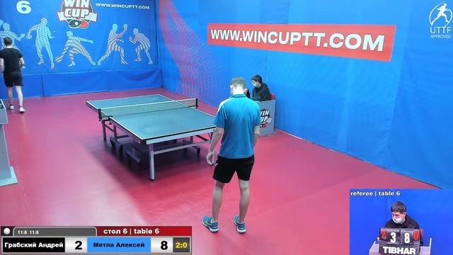 Грабский Андрей 3-2 Метла Алексей Турнир Восток 8 WINCUP 15.01.2022 Прямой эфир.Зал 6 смотреть онлайн
