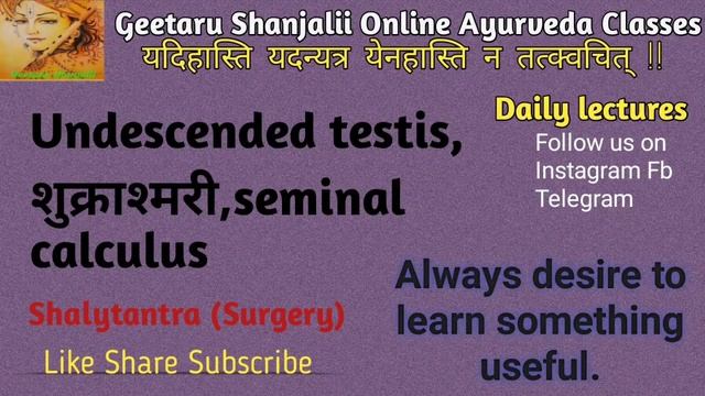 Disease of scrotum and testis - Undescended testis, seminal calculus, sukrashmari, BAMS final year смотреть онлайн