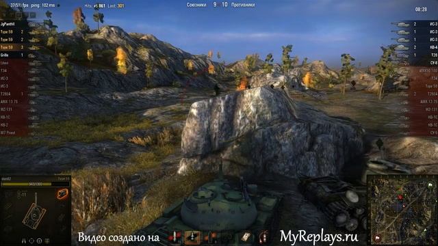 WOT: Карелия - Type 59 - 5 фрагов смотреть онлайн