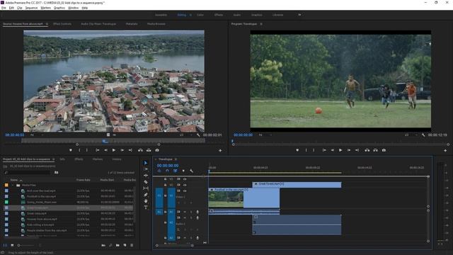 Adobe Premiere Pro tutorial : Add clips to a sequence смотреть онлайн