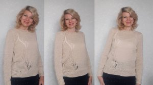 Базовый джемпер спицами с ажурным узором._Подробный МК