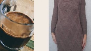 Тёплое платье цвета кофе._Вязание спицами._МК