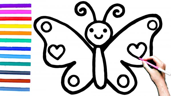 Как нарисовать БАБОЧКУ поэтапно для детей : Уроки рисования