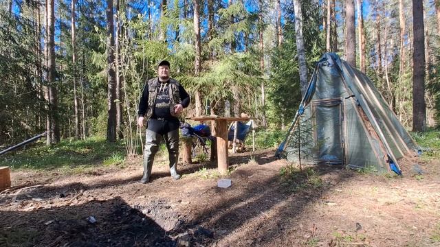 ИЗБА В ТАЙГЕ. ЗАКОНЧИЛ ПЯТЫЙ ВЕНЕЦ. ГОТОВЛЮ РЁБРА НА УГЛЯХ. ДИКАЯ КУХНЯ!