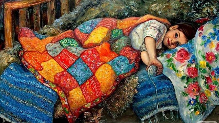 Лоскутные одеяла в живописи — это словно тёплые истории, которые застыли на холсте смотреть онлайн