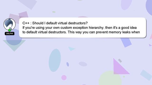 C++ : Should I default virtual destructors? смотреть онлайн