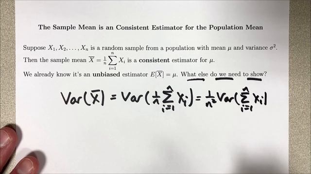 The Sample Mean is a Consistent Estimator of the Population Mean смотреть онлайн