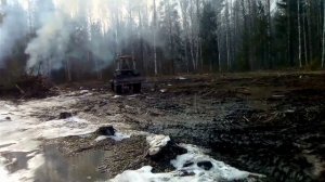 сжигание порубочных остатков ЮМЗ 4х4 валкует сучки