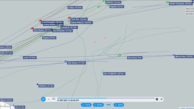 Vessel traffic at position of Nordstream and Nordsream2 leak смотреть онлайн