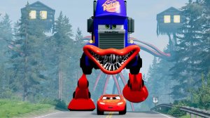 Эпический побег от Молнии Маккуина, пожирателя пауков, Мака Гигантского Бора, Пожирателя beamng