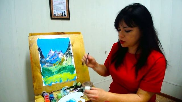 Пейзаж гуашью - мастихин #художник #нарисоватькартину смотреть онлайн