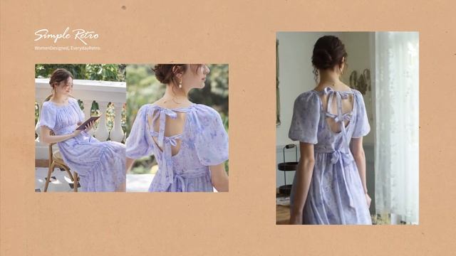 Simple Retro | Vanessa Chiffon Printed Midi Dress смотреть онлайн