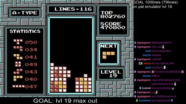 TETRIS NES NTSC Emulator, lvl 19, 990k смотреть онлайн