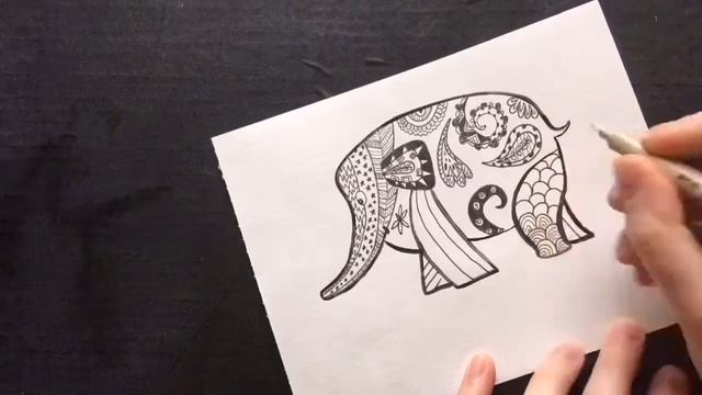 Рисую слоника в стиле Дудлинг/ Doodling elephant смотреть онлайн