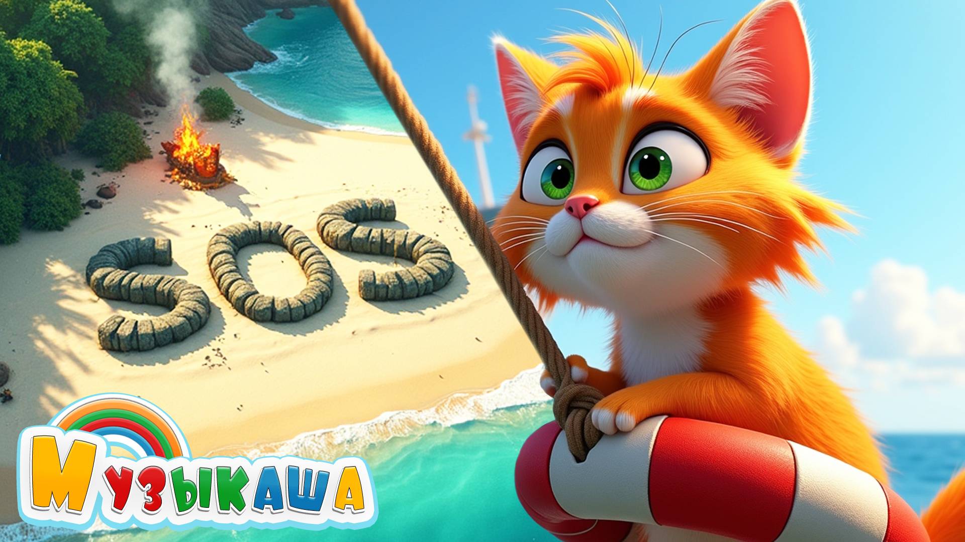 Приключения Котика на Острове | Весёлая песенка для детей про путешествие смотреть онлайн