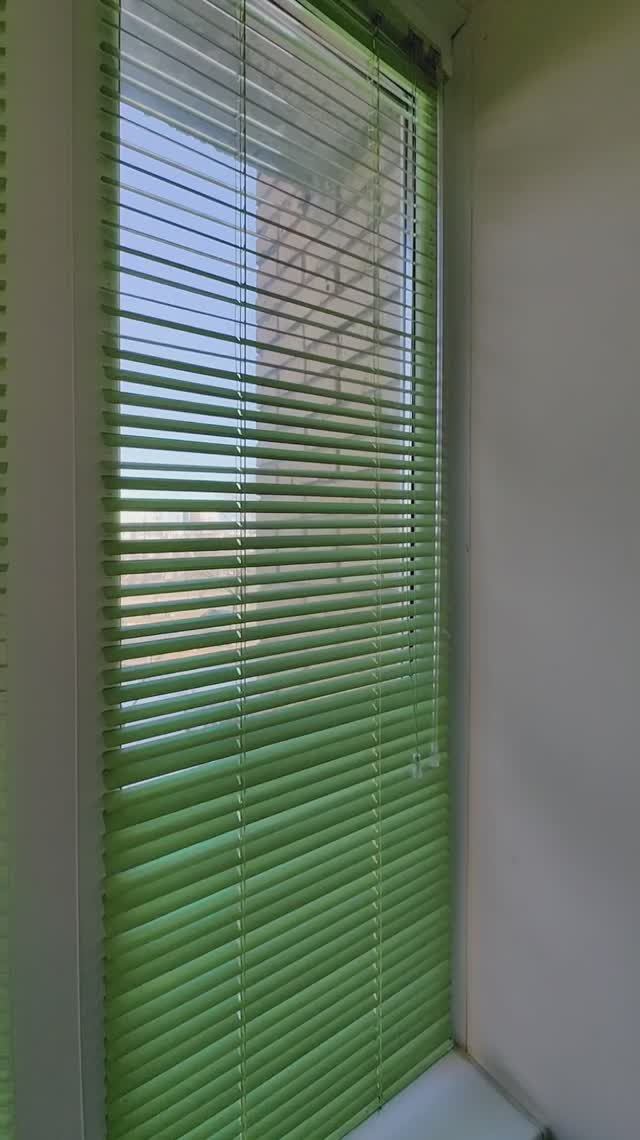 Заменили горизонтальные жалюзи, перетянули москитную сетку и помыли роботом окно