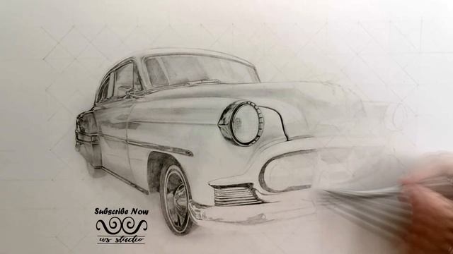Easy How To Draw a CAR | Pencil Drawing Chevrolet 210 1953 | WS Studio смотреть онлайн