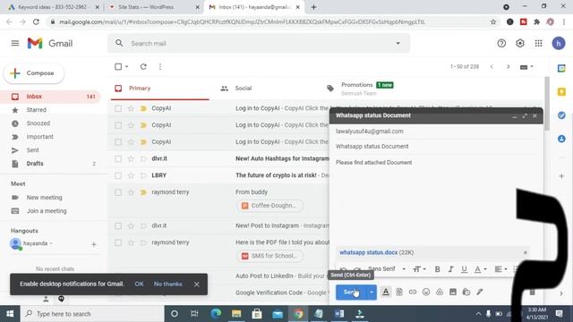 How To Send A Word Document As An Attachment To Email (Both Gmail And Yahoo Mail)