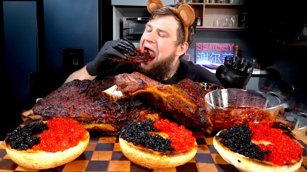 BBQ LAMB, CAVIAR SANDWICHES, ASMR MUKBANG, АСМР МУКБАНГ, 먹방, 大食い, たべる, 谢尔盖