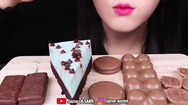 ASMR MINT CHOCOLATE *OREO, CAKE, MAGNUM ICE CREAM 민트 초코 케이크, 매그넘 아이스크림, 오레오 먹방 EATING SOUNDS смотреть онлайн